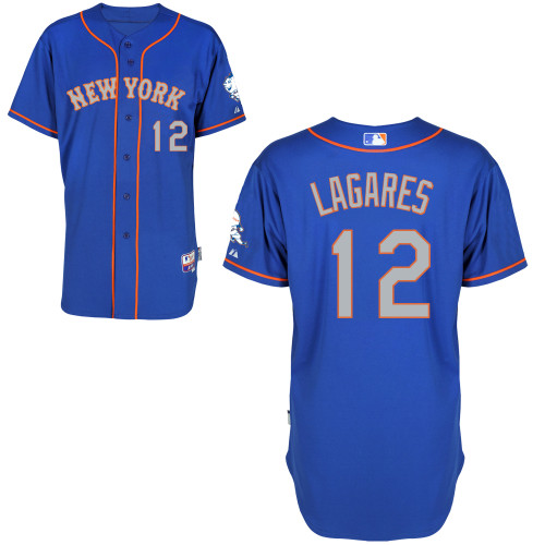 Juan Lagares #12 MLB Jersey-New York Mets Men's Authentic Blue Road Baseball Jersey